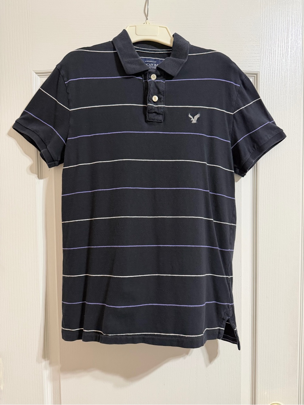 Men’s American Eagle Outfitters Black Striped Polo Shirt